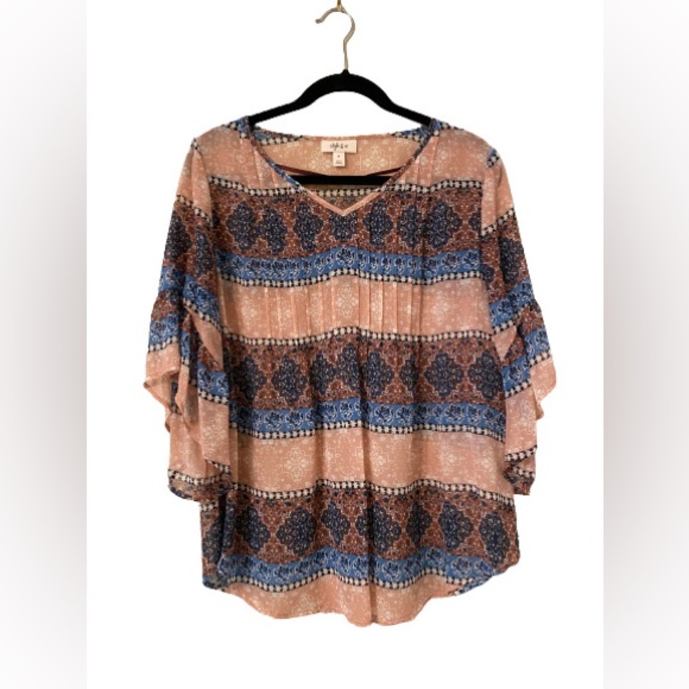 Style and Co. multi-colored sheer top - Size Medium
